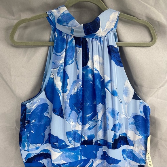 Eliza J Blue Floral Halter Neck Maxi Dress Gown Size 16 NWT - Picture 3 of 10